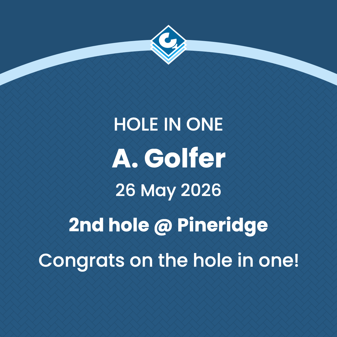 Example arc image celebrating a hole in one.