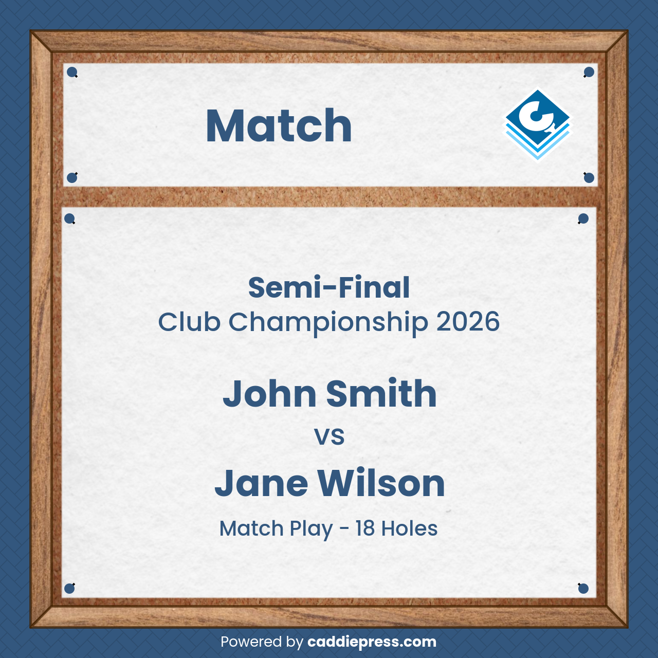 Example pinboard image showing match.