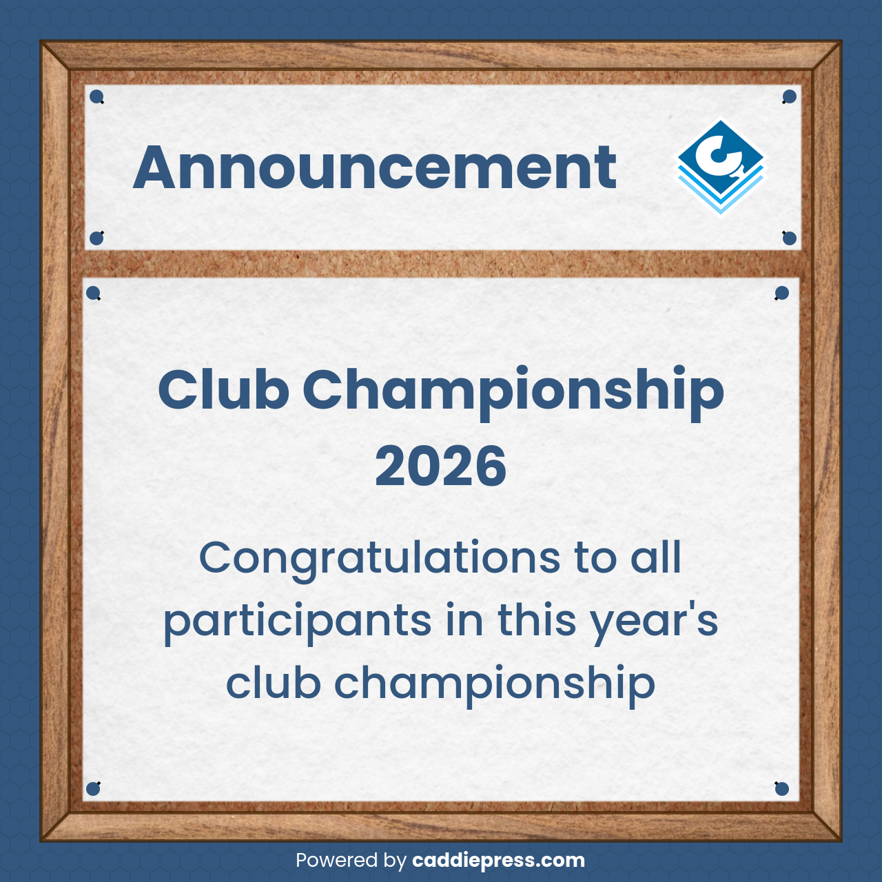 Example pinboard image showing an announcement.