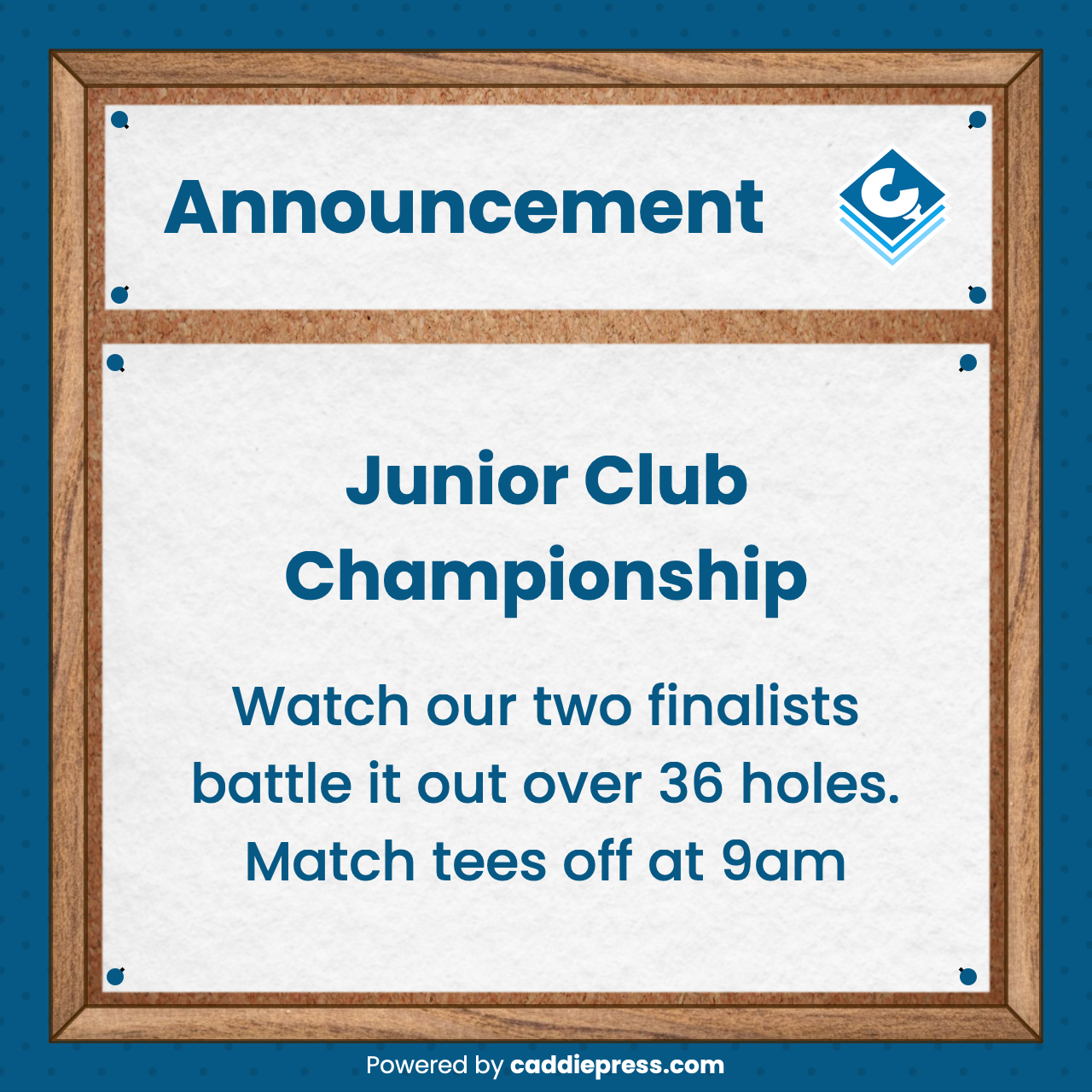 Example pinboard image showing an announcement.