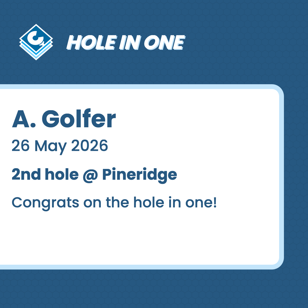 Example capsule image celebrating a hole in one.
