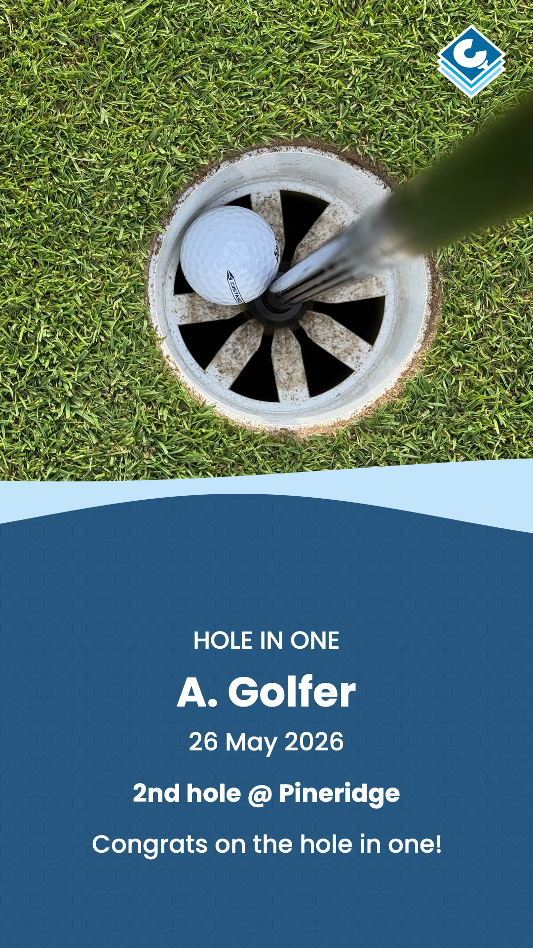 Example waves image celebrating a hole in one.