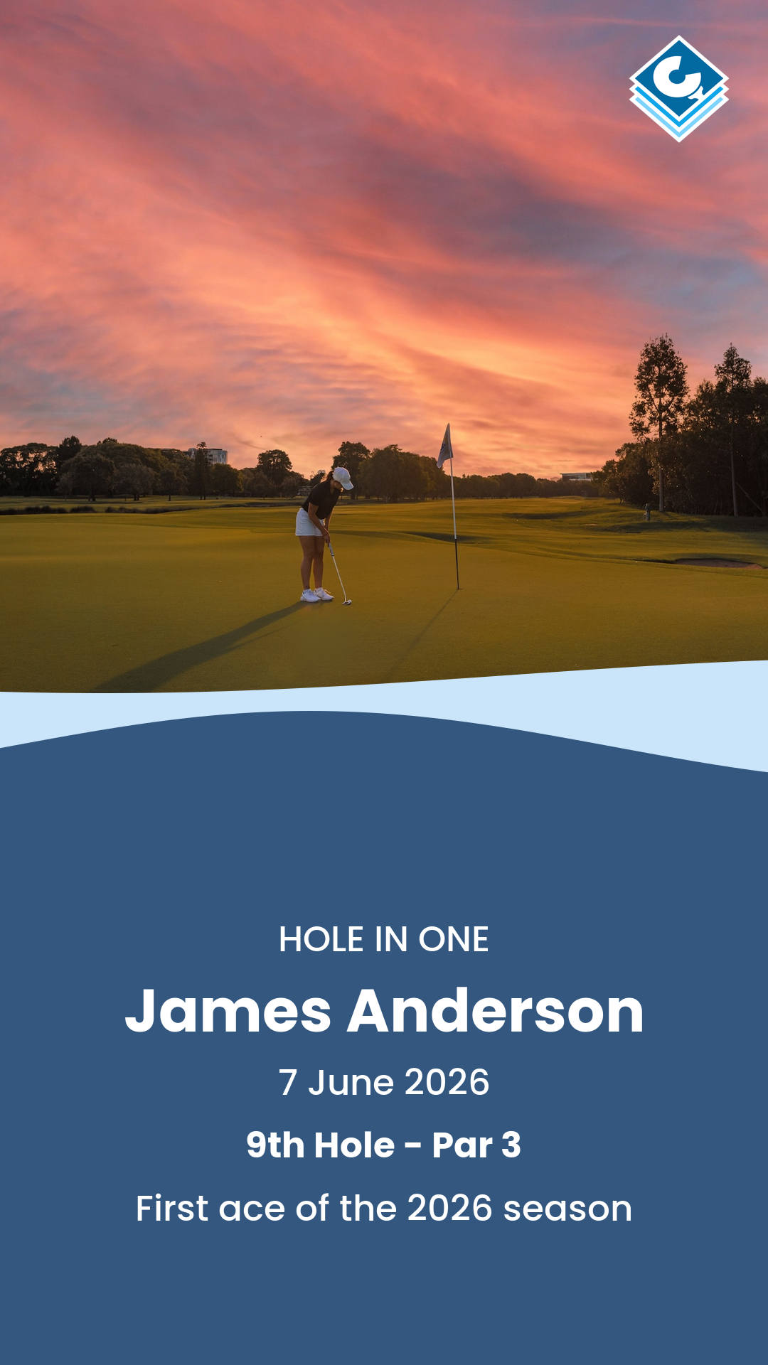 Example waves image celebrating a hole in one.