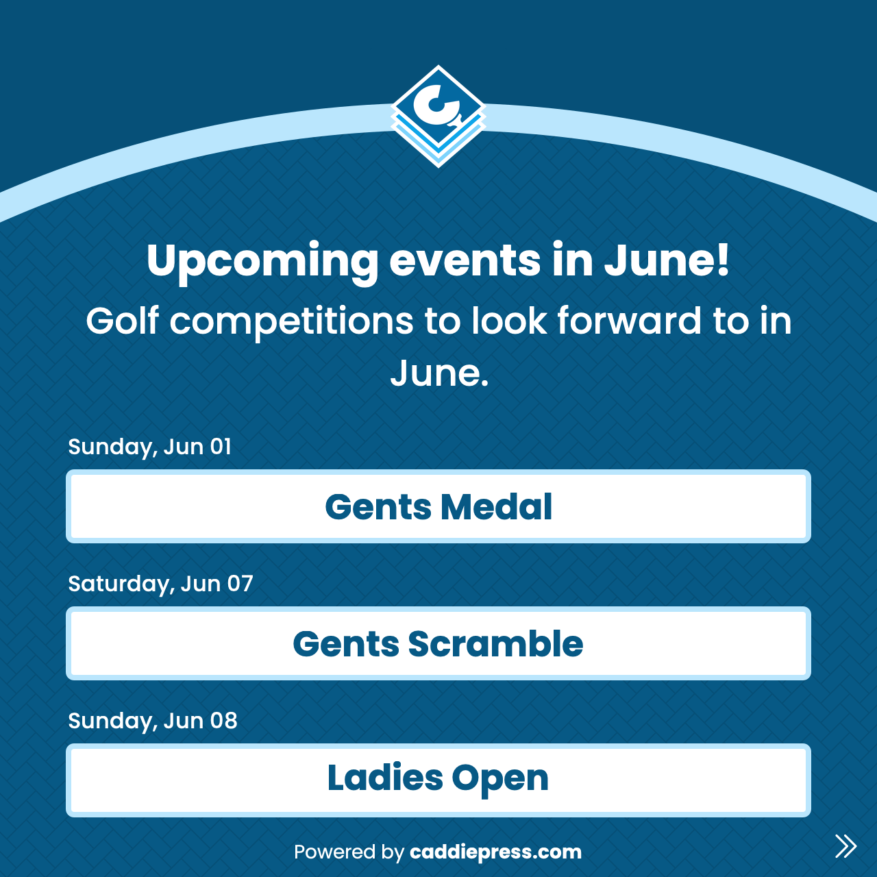 Example arc image showing upcoming events.