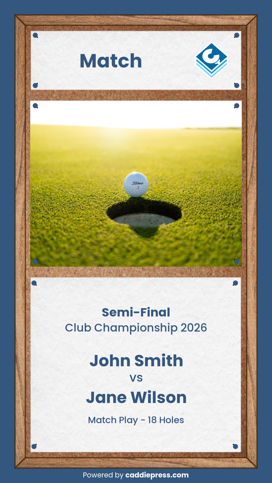 Example pinboard image showing match.