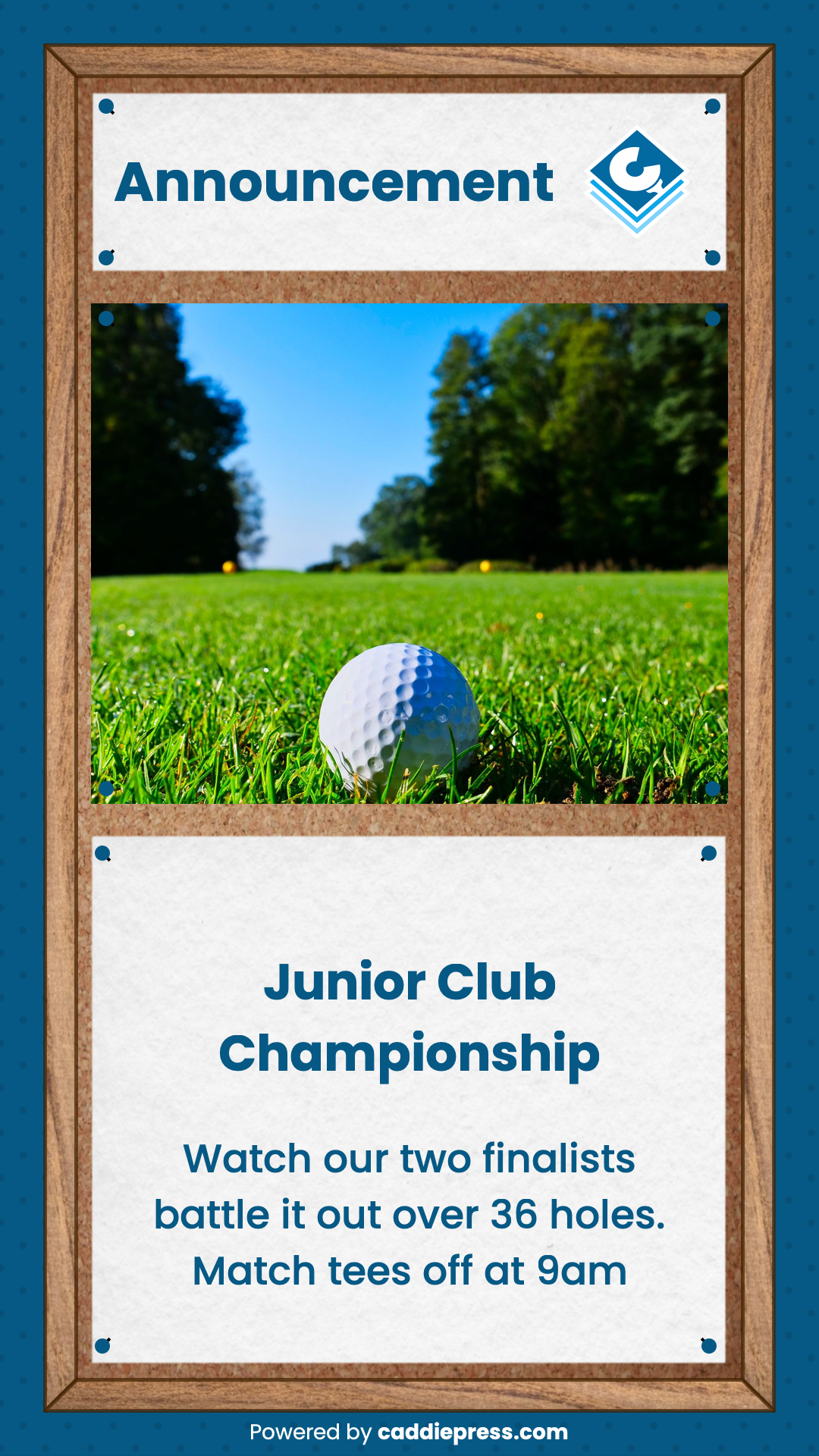 Example pinboard image showing an announcement.