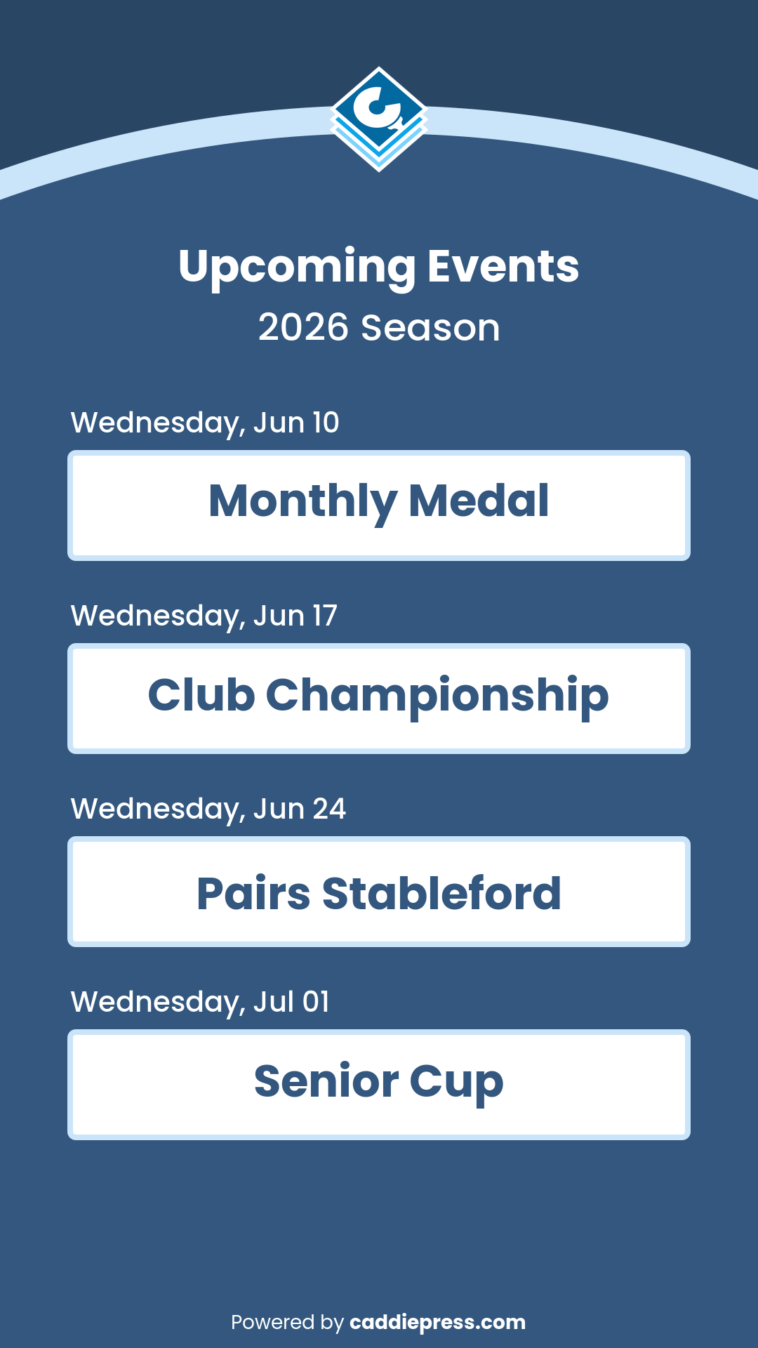 Example arc image showing upcoming events.