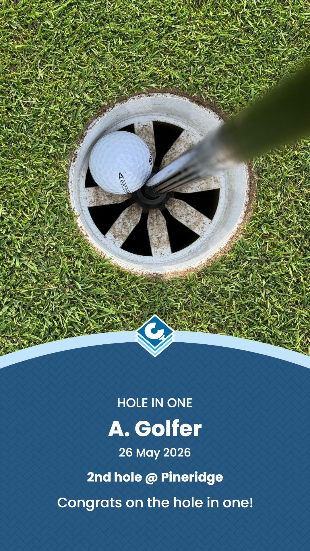 Example arc image celebrating a hole in one.