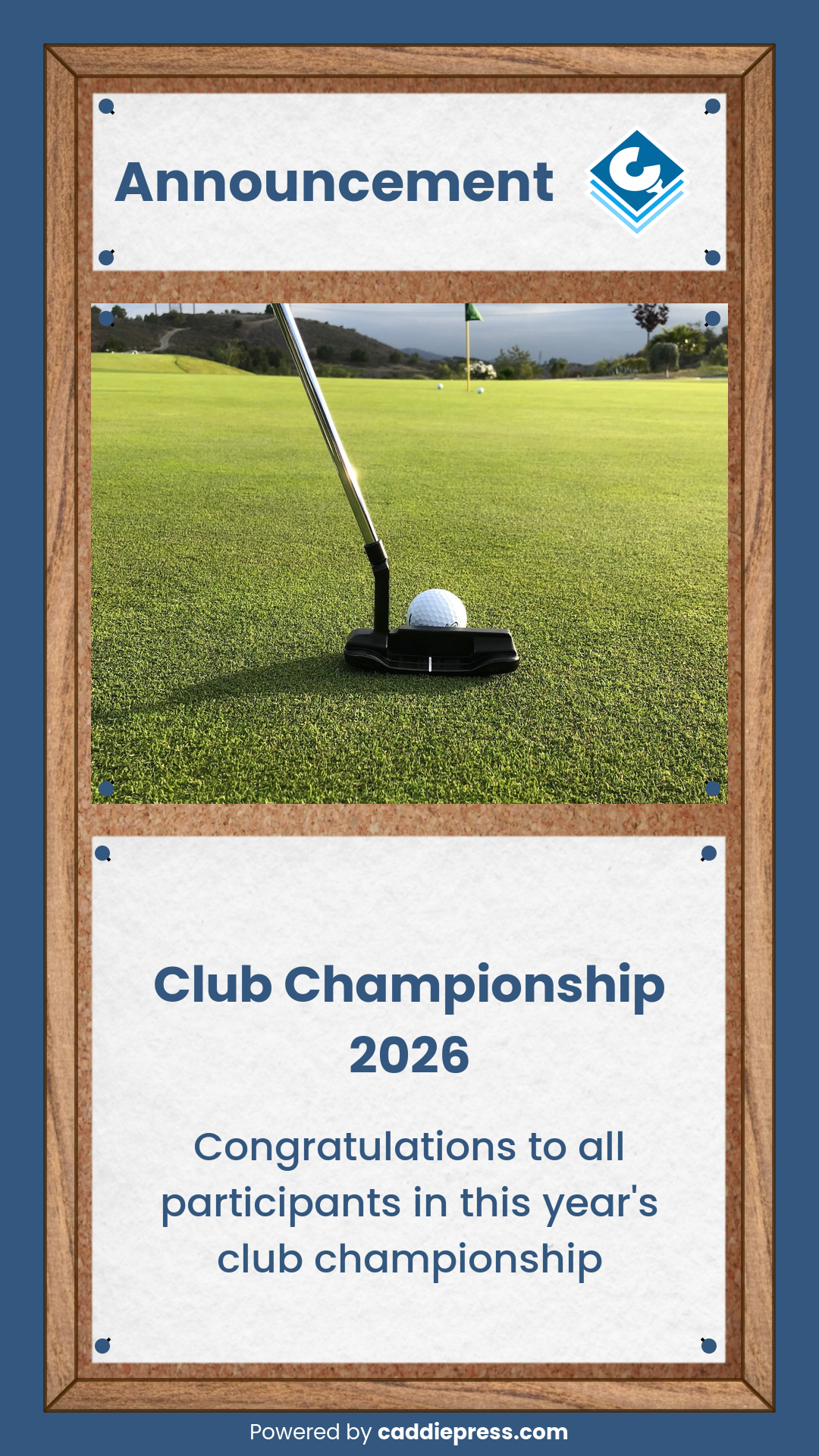 Example pinboard image showing an announcement.