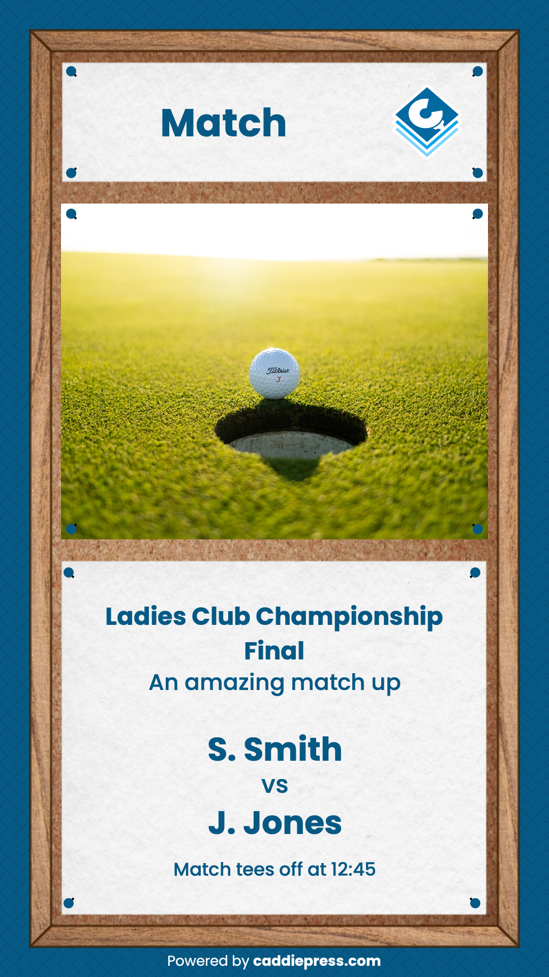 Example pinboard image showing match.