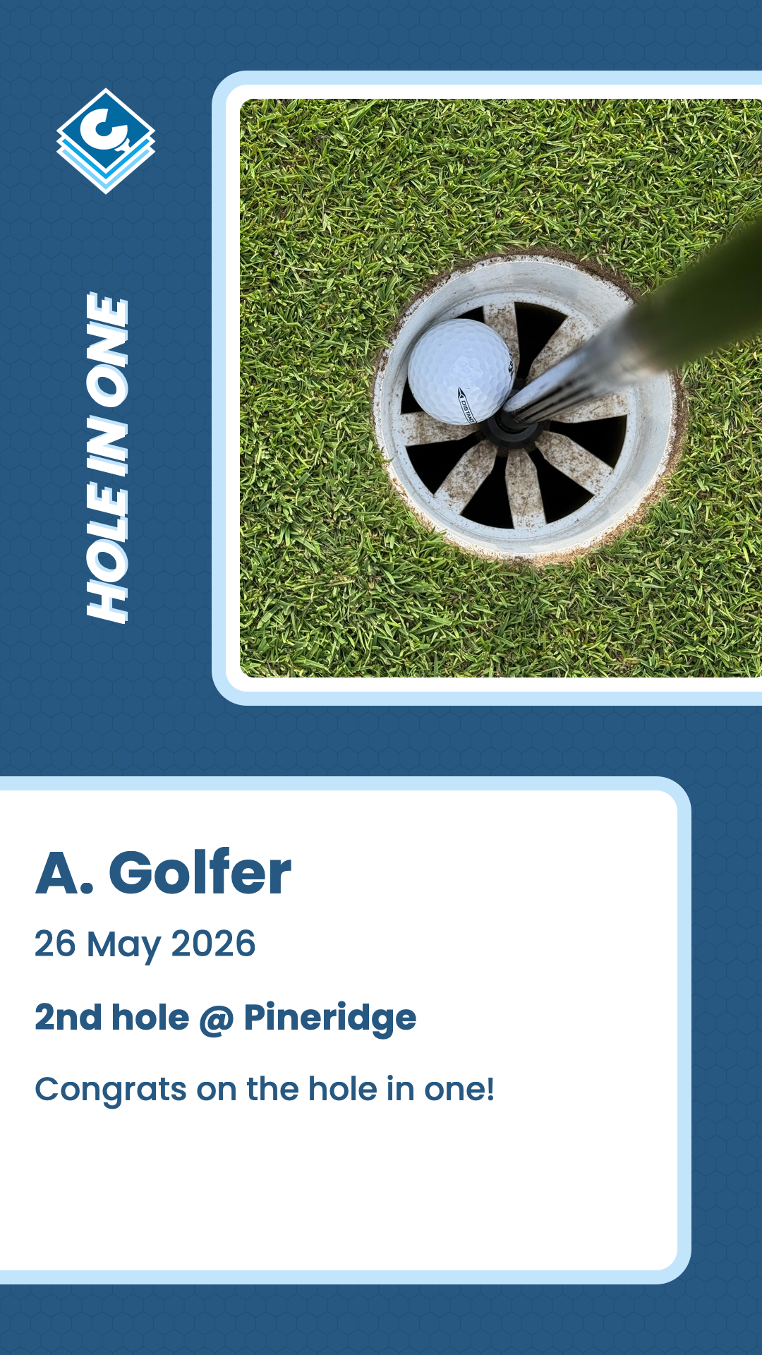Example capsule image celebrating a hole in one.