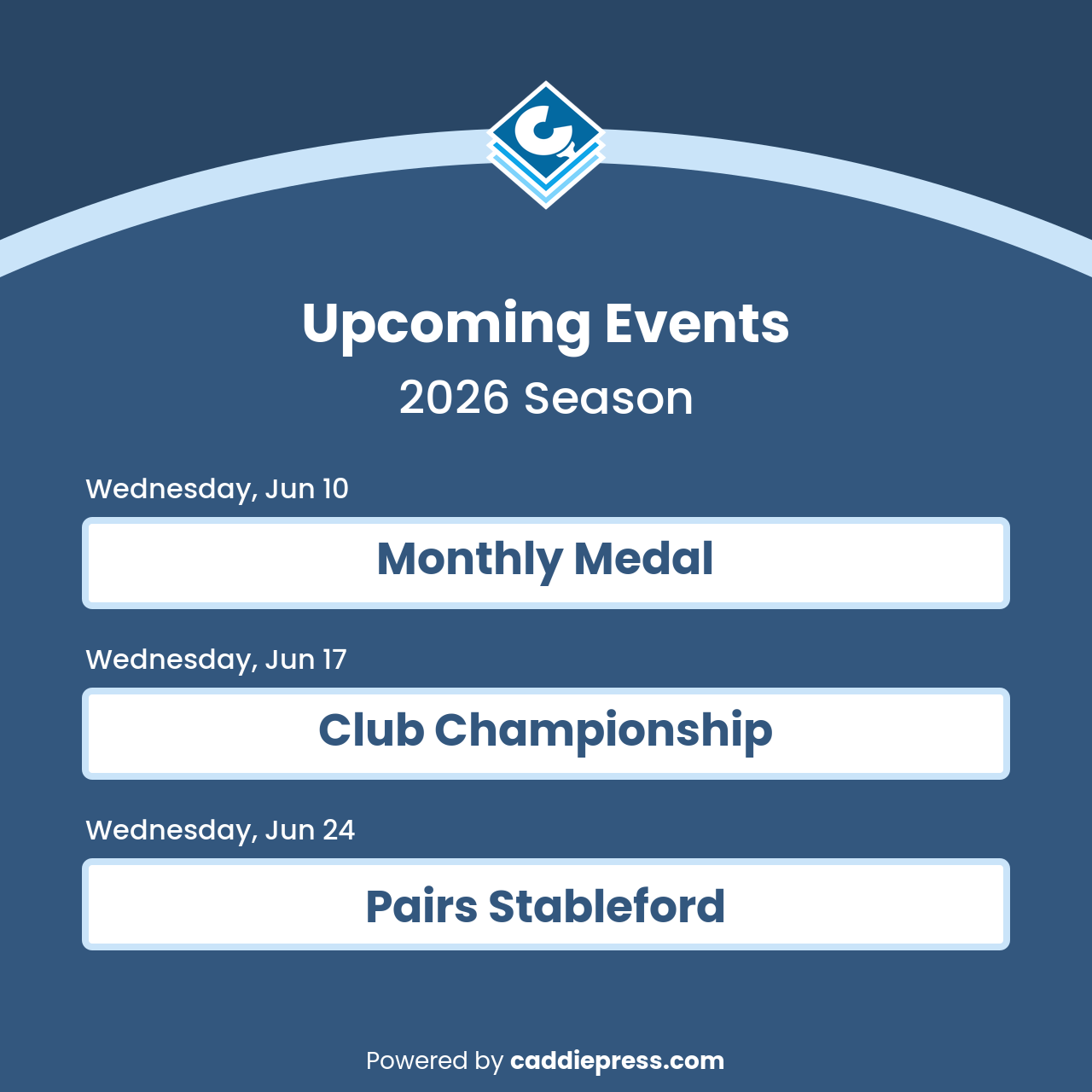 Example arc image showing upcoming events.