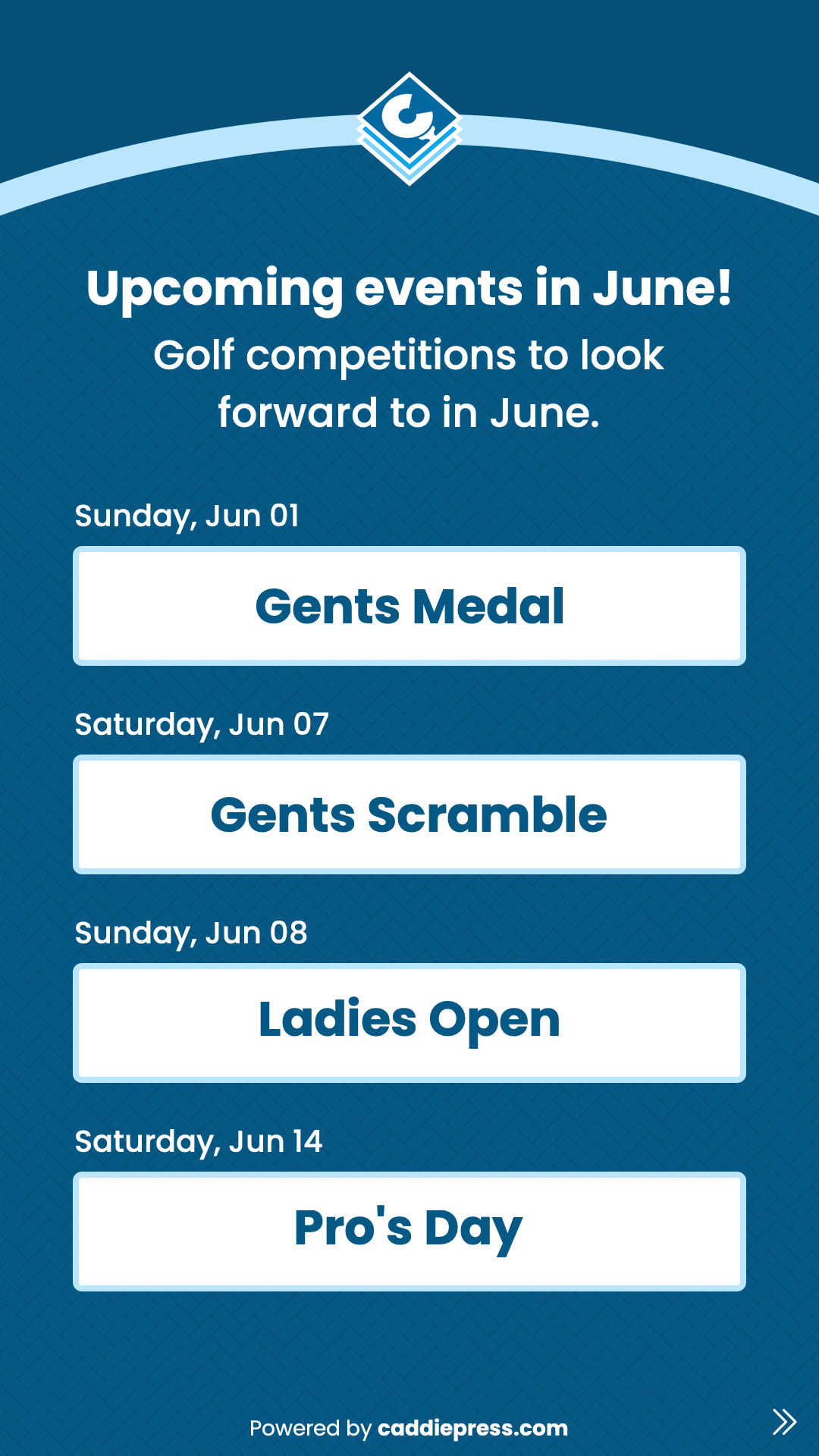 Example arc image showing upcoming events.