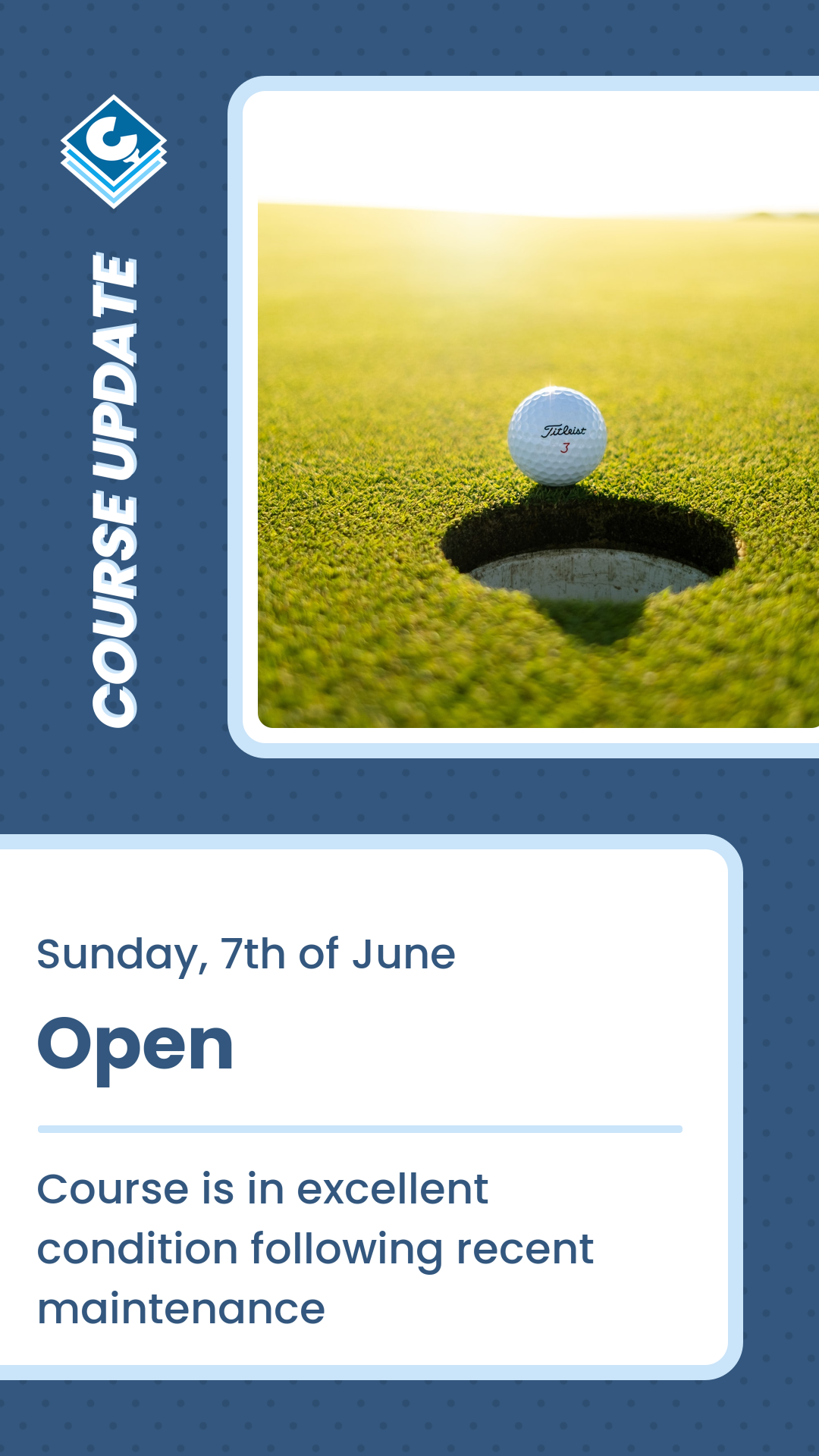 Example capsule image showing a golf course update.